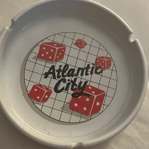 Vtg. Atlantic City New Jersey Casino Souvenir Ceramic Ashtray Dice